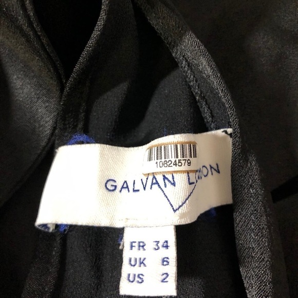 Galvan London Tunic Top Satin Long Sleeve Cold Shoulder Tie Back Black Size 2 - Picture 11 of 15